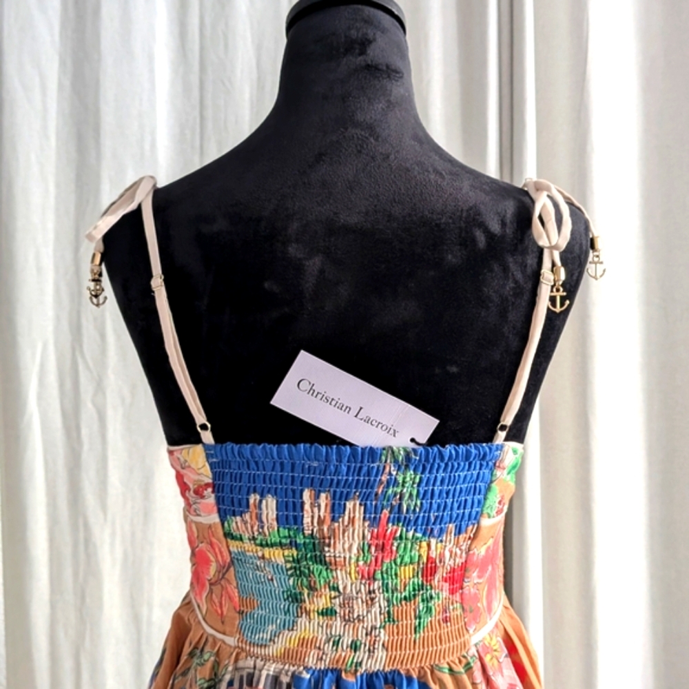 Christian Lacroix Pink Blue Spaghetti Strap Sundress - Picture 6 of 12
